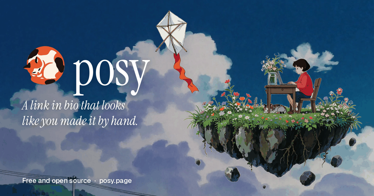 Posy link-in-bio pages in different hand-made looks