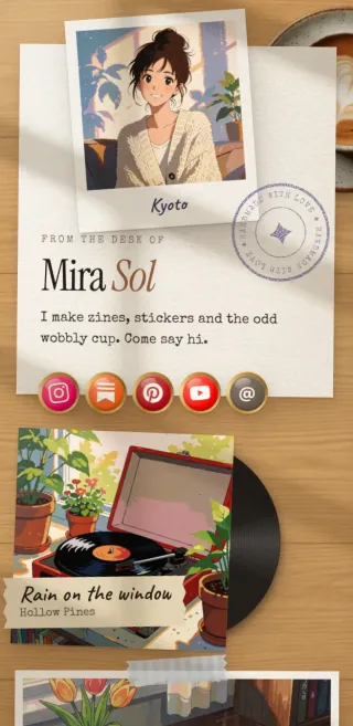 A Posy page in the Desk look, on a phone